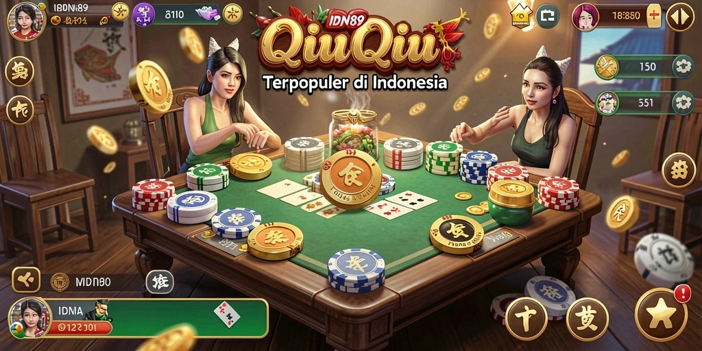 Tangkapan layar permainan IDN89 yang menunjukkan aksi QiuQiu yang seru.