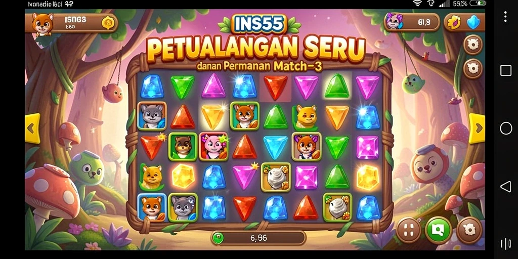 Tampilan gameplay <strong>INS55</strong> yang menakjubkan dalam permainan Match-3.