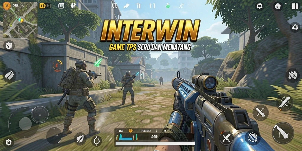 Screenshot INTERWIN menampilkan aksi intens dalam gameplay TPS.
