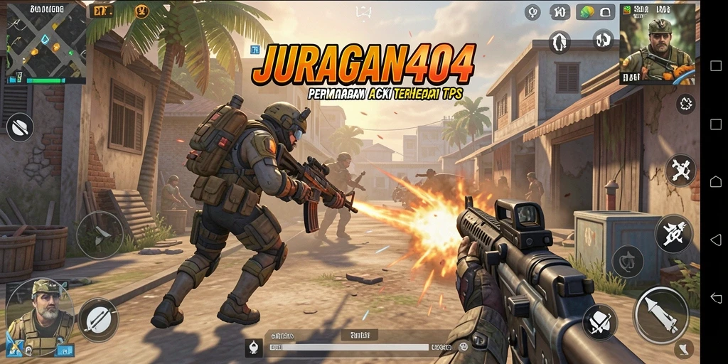 Screenshot menampilkan aksi seru dalam gameplay TPS JURAGAN404.