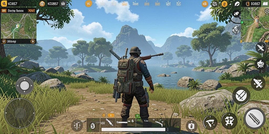 Screenshot gameplay KO857 menampilkan dunia terbuka yang luas dengan detail menakjubkan.