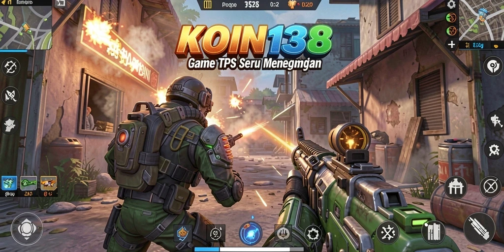 Tampilan gameplay KOIN138 yang menegangkan dalam mode TPS.
