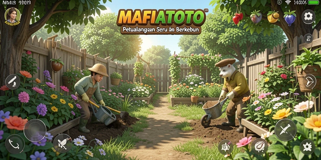 Screenshot gameplay MAFIATOTO yang menampilkan pemandangan pertanian yang indah.