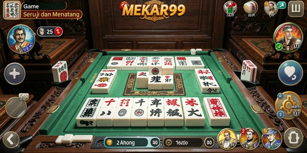 Tampilan dari gameplay seru MEKAR99 dalam permainan Mahjong.