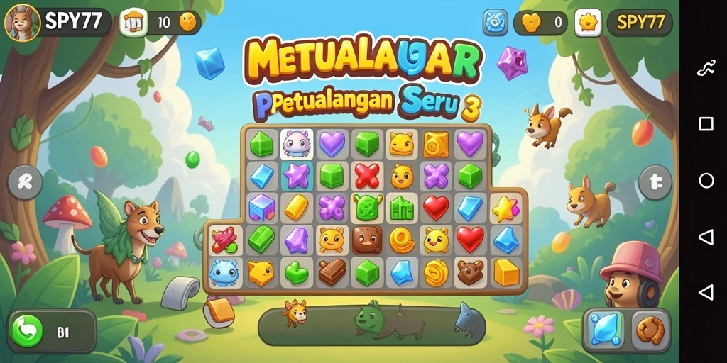 Gameplay SPY77 dengan elemen warna-warni yang menyatu dengan seru.